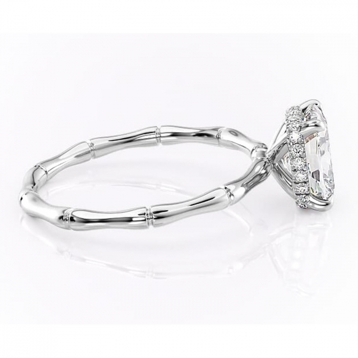 Inel de logodnă Poppy din aur Alb 14kt cu moissanite tăietură asscher – Solitar rafinată pentru profil înalt | Personalizează și configurează gratuit online [2]