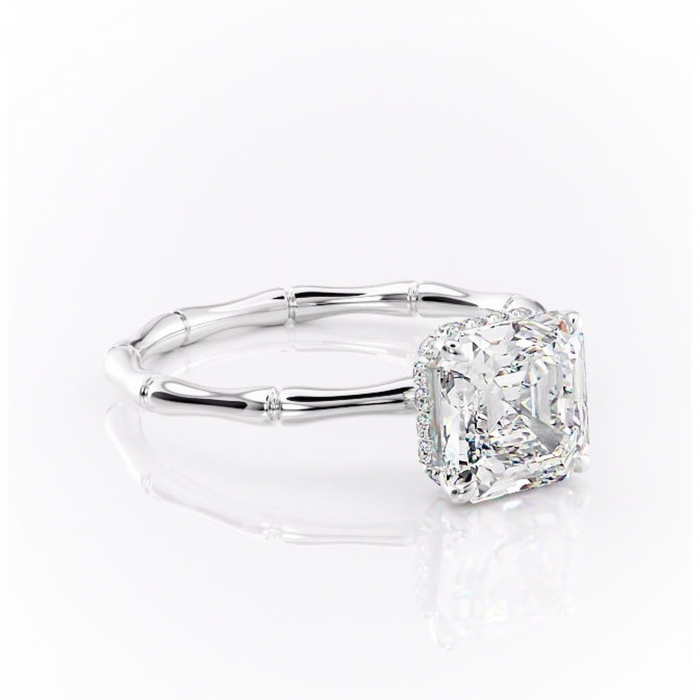 Inel de logodnă Poppy din aur Alb 14kt cu moissanite tăietură asscher – Solitar rafinată pentru profil înalt | Personalizează și configurează gratuit online [1]