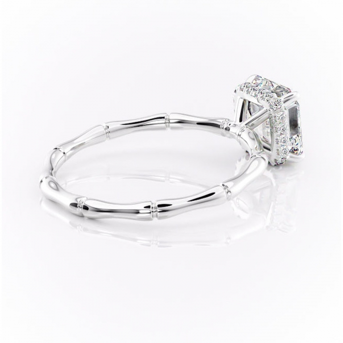 Inel de logodnă Poppy din aur Alb 14kt cu moissanite tăietură asscher – Solitar rafinată pentru profil înalt | Personalizează și configurează gratuit online [3]