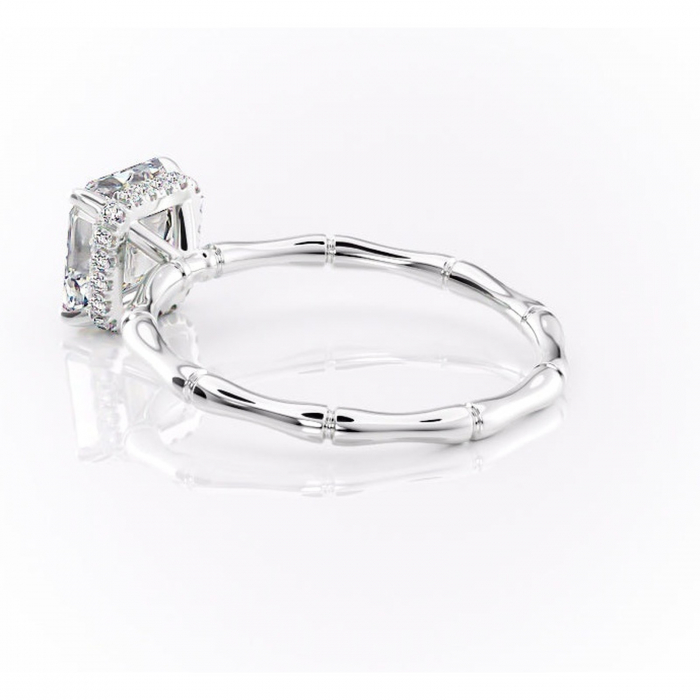 Inel de logodnă Poppy din aur Alb 14kt cu moissanite tăietură asscher – Solitar rafinată pentru profil înalt | Personalizează și configurează gratuit online [5]
