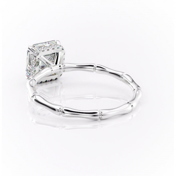 Inel de logodnă Poppy din aur Alb 14kt cu moissanite tăietură asscher – Solitar rafinată pentru profil înalt | Personalizează și configurează gratuit online [4]