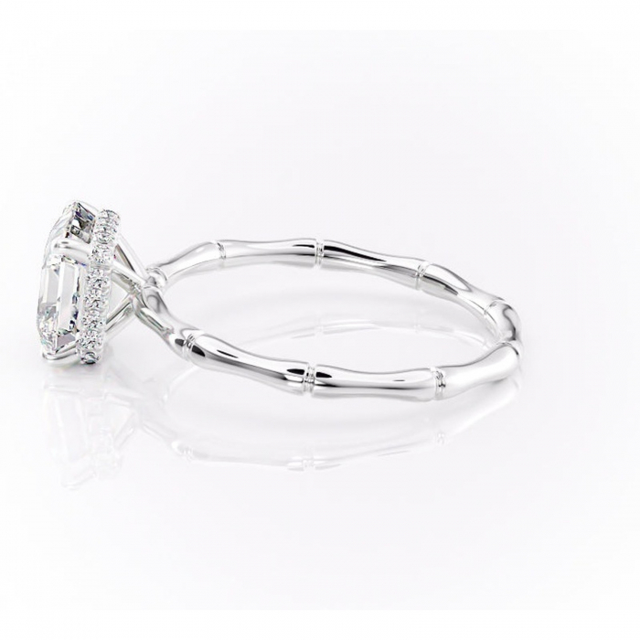 Inel de logodnă Poppy din aur Alb 14kt cu moissanite tăietură asscher – Solitar rafinată pentru profil înalt | Personalizează și configurează gratuit online [6]