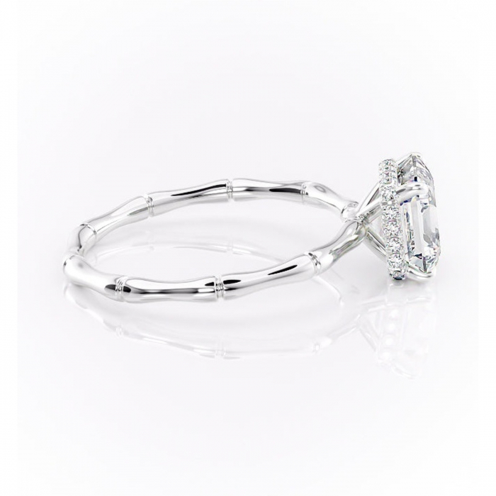 Inel de logodnă Poppy din aur Alb 14kt cu moissanite tăietură asscher – Solitar rafinată pentru profil înalt | Personalizează și configurează gratuit online [2]