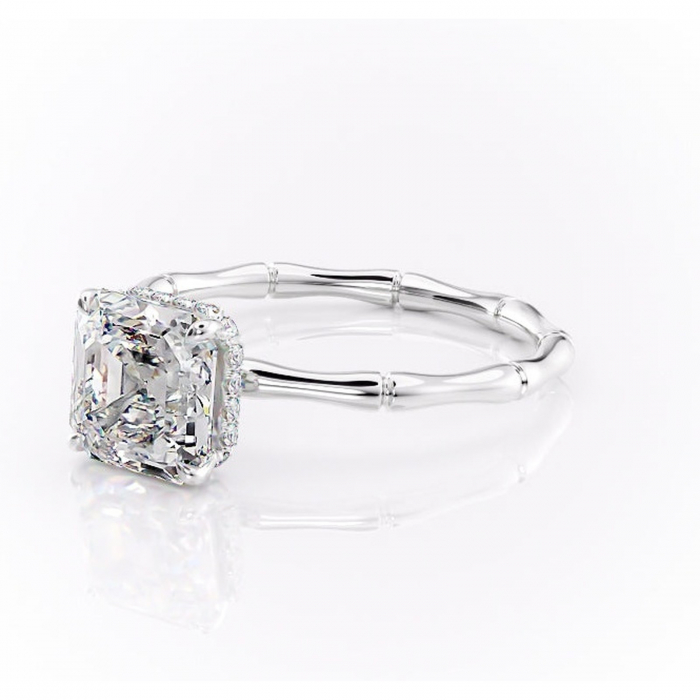 Inel de logodnă Poppy din aur Alb 14kt cu moissanite tăietură asscher – Solitar rafinată pentru profil înalt | Personalizează și configurează gratuit online [7]