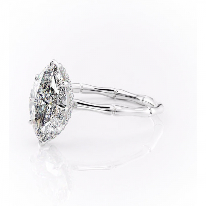 Inel de logodnă Poppy din aur Alb 14kt cu moissanite tăietură marquise – Solitar rafinată pentru profil înalt | Personalizează și configurează gratuit online [7]