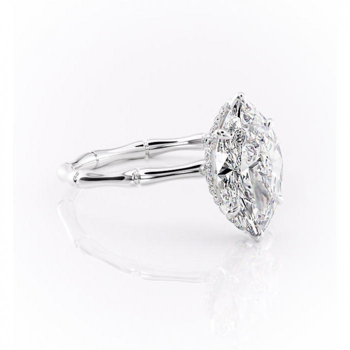 Inel de logodnă Poppy din aur Alb 14kt cu moissanite tăietură marquise – Solitar rafinată pentru profil înalt | Personalizează și configurează gratuit online [1]