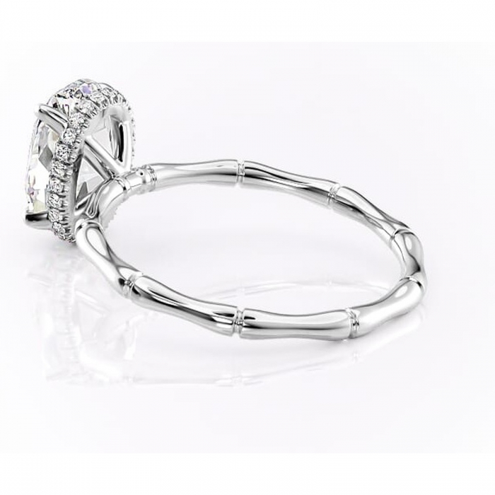 Inel de logodnă Poppy din aur Alb 14kt cu moissanite tăietură ovală – Solitar rafinată pentru profil înalt | Personalizează și configurează gratuit online [5]