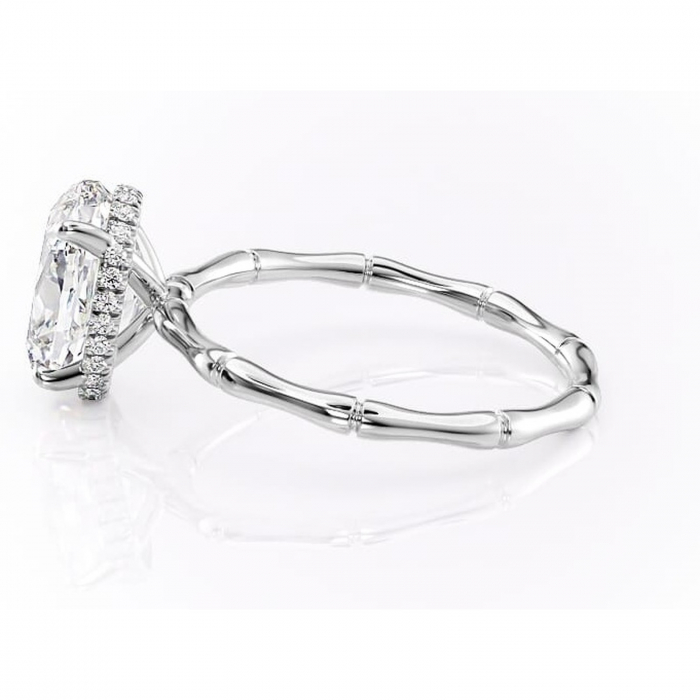 Inel de logodnă Poppy din aur Alb 14kt cu moissanite tăietură ovală – Solitar rafinată pentru profil înalt | Personalizează și configurează gratuit online [6]