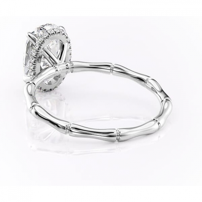 Inel de logodnă Poppy din aur Alb 14kt cu moissanite tăietură ovală – Solitar rafinată pentru profil înalt | Personalizează și configurează gratuit online [4]