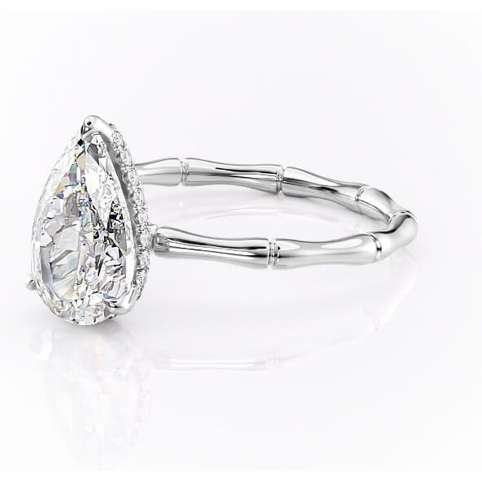 Inel de logodnă Poppy din aur Alb 14kt cu moissanite tăietură pară – Solitar rafinată pentru profil înalt | Personalizează și configurează gratuit online [7]