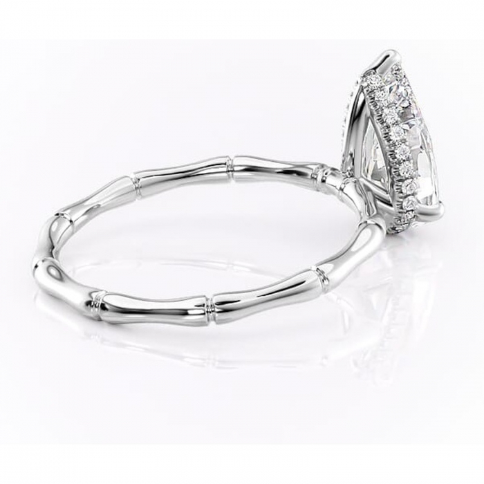 Inel de logodnă Poppy din aur Alb 14kt cu moissanite tăietură pară – Solitar rafinată pentru profil înalt | Personalizează și configurează gratuit online [3]