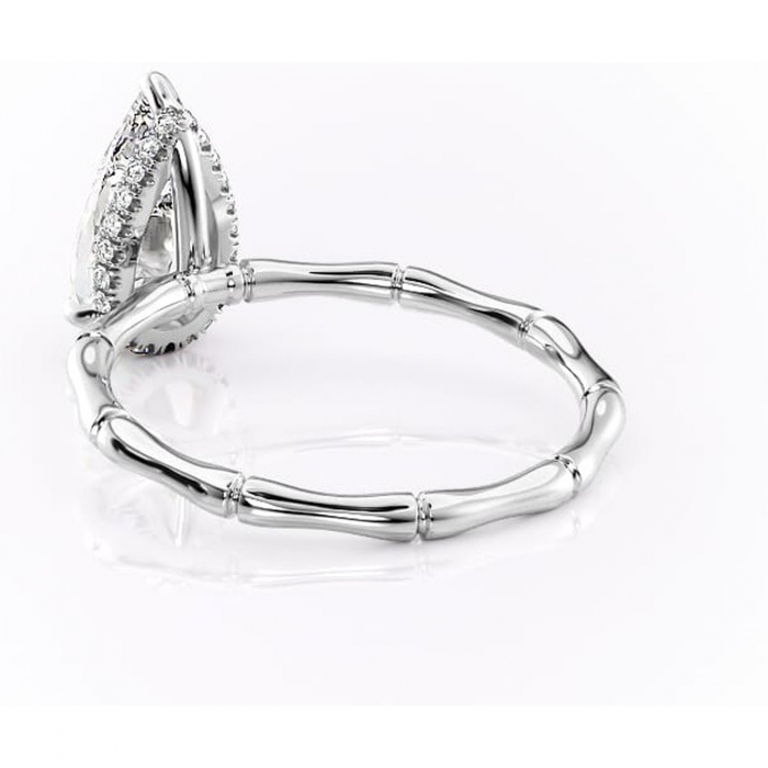 Inel de logodnă Poppy din aur Alb 14kt cu moissanite tăietură pară – Solitar rafinată pentru profil înalt | Personalizează și configurează gratuit online [4]