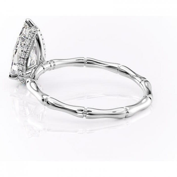 Inel de logodnă Poppy din aur Alb 14kt cu moissanite tăietură pară – Solitar rafinată pentru profil înalt | Personalizează și configurează gratuit online [5]