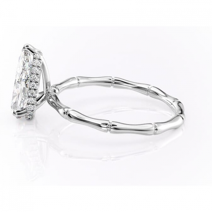 Inel de logodnă Poppy din aur Alb 14kt cu moissanite tăietură pară – Solitar rafinată pentru profil înalt | Personalizează și configurează gratuit online [6]