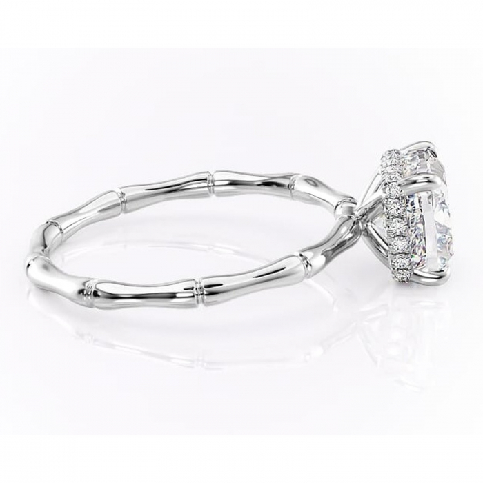 Inel de logodnă Poppy din aur Alb 18kt cu moissanite tăietură pernă – Solitar rafinată pentru profil înalt | Personalizează și configurează gratuit online [2]