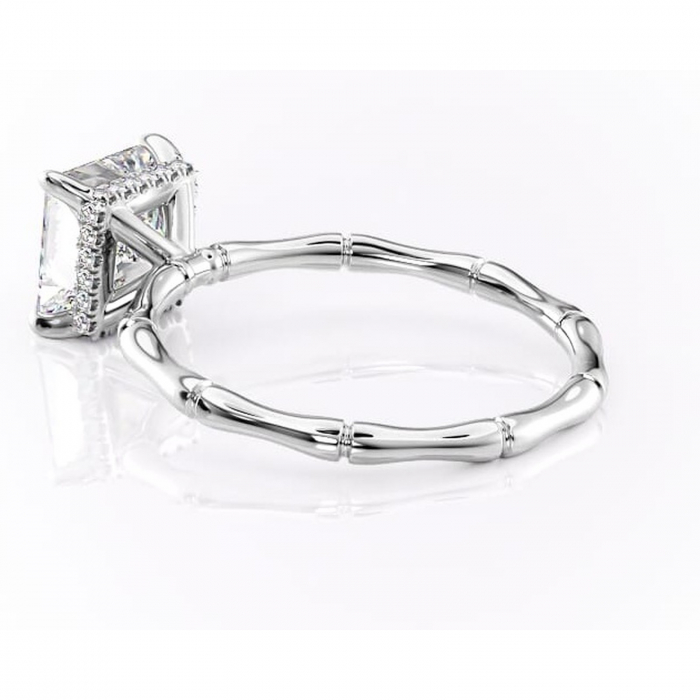 Inel de logodnă Poppy din aur Alb 18kt cu moissanite tăietură princess – Solitar rafinată pentru profil înalt | Personalizează și configurează gratuit online [5]