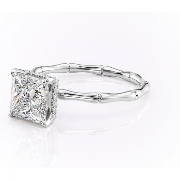 Inel de logodnă Poppy din aur Alb 18kt cu moissanite tăietură princess – Solitar rafinată pentru profil înalt | Personalizează și configurează gratuit online [7]