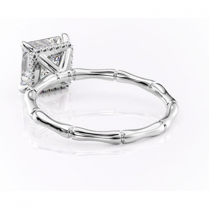 Inel de logodnă Poppy din aur Alb 18kt cu moissanite tăietură princess – Solitar rafinată pentru profil înalt | Personalizează și configurează gratuit online [4]