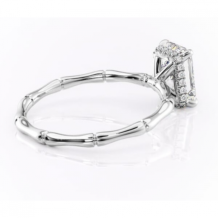 Inel de logodnă Poppy din aur Alb 14kt cu moissanite tăietură radiantă – Solitar rafinată pentru profil înalt | Personalizează și configurează gratuit online [3]