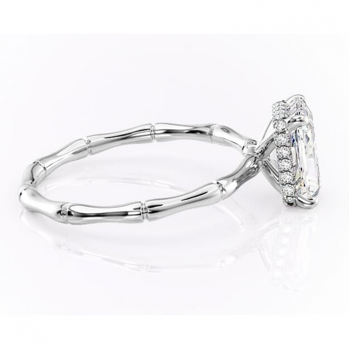 Inel de logodnă Poppy din aur Alb 14kt cu moissanite tăietură radiantă – Solitar rafinată pentru profil înalt | Personalizează și configurează gratuit online [2]