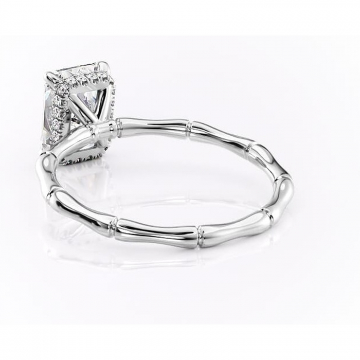 Inel de logodnă Poppy din aur Alb 14kt cu moissanite tăietură radiantă – Solitar rafinată pentru profil înalt | Personalizează și configurează gratuit online [4]