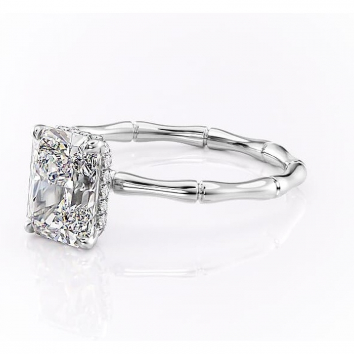 Inel de logodnă Poppy din aur Alb 14kt cu moissanite tăietură radiantă – Solitar rafinată pentru profil înalt | Personalizează și configurează gratuit online [7]