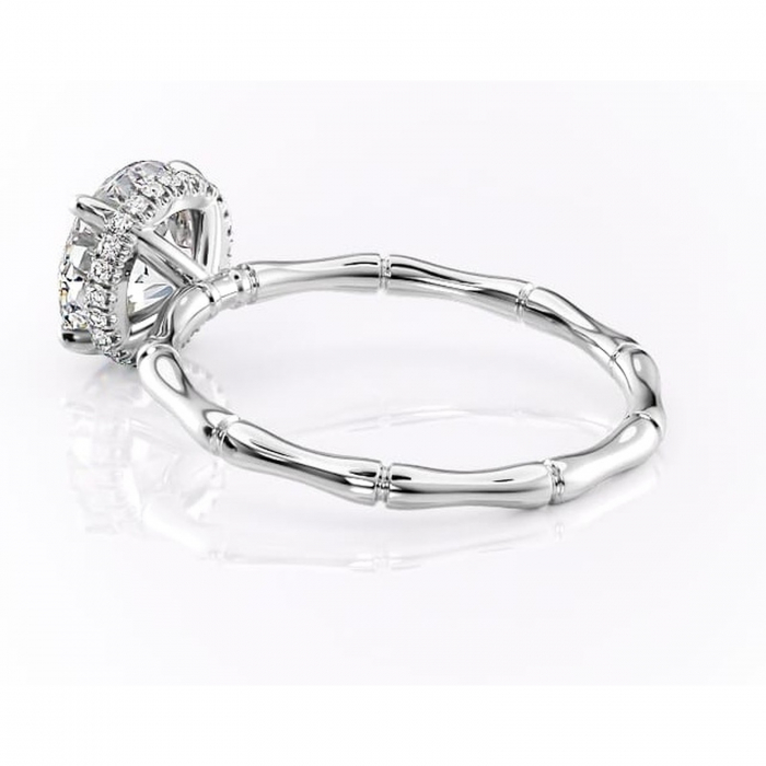 Inel de logodnă Poppy din aur Alb 14kt cu moissanite tăietură rotundă – Solitar rafinată pentru profil înalt | Personalizează și configurează gratuit online [5]