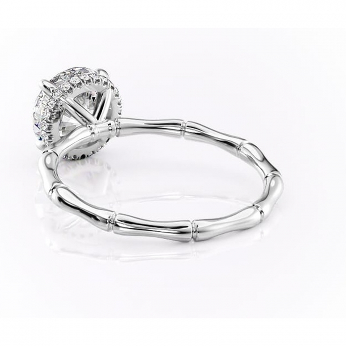 Inel de logodnă Poppy din aur Alb 14kt cu moissanite tăietură rotundă – Solitar rafinată pentru profil înalt | Personalizează și configurează gratuit online [4]