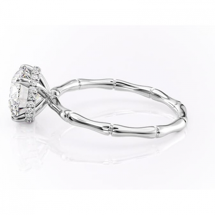 Inel de logodnă Poppy din aur Alb 14kt cu moissanite tăietură rotundă – Solitar rafinată pentru profil înalt | Personalizează și configurează gratuit online [6]