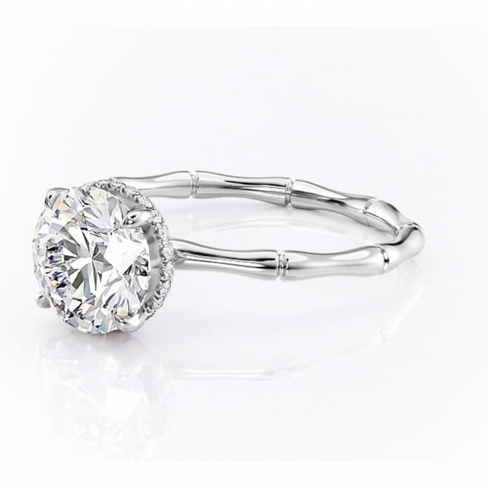 Inel de logodnă Poppy din aur Alb 14kt cu moissanite tăietură rotundă – Solitar rafinată pentru profil înalt | Personalizează și configurează gratuit online [7]