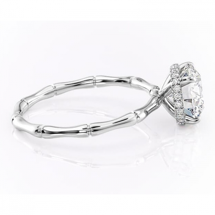 Inel de logodnă Poppy din aur Alb 14kt cu moissanite tăietură rotundă – Solitar rafinată pentru profil înalt | Personalizează și configurează gratuit online [2]