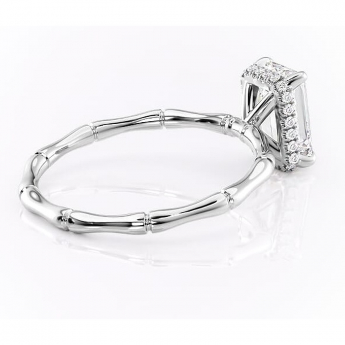 Inel de logodnă Poppy din aur Alb 14kt cu moissanite tăietură smarald – Solitar rafinată pentru profil înalt | Personalizează și configurează gratuit online [3]