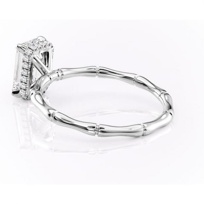 Inel de logodnă Poppy din aur Alb 14kt cu moissanite tăietură smarald – Solitar rafinată pentru profil înalt | Personalizează și configurează gratuit online [5]