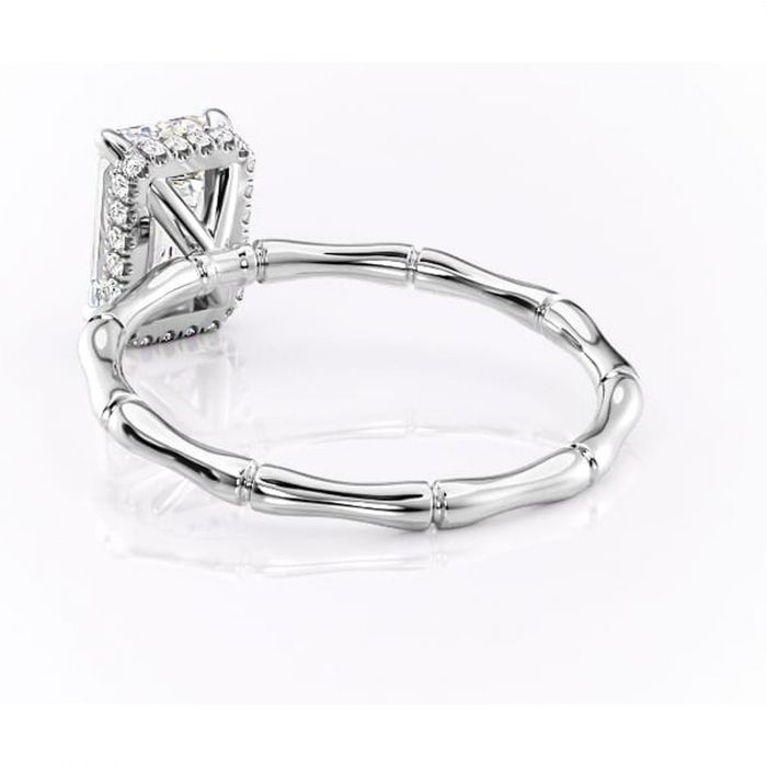 Inel de logodnă Poppy din aur Alb 14kt cu moissanite tăietură smarald – Solitar rafinată pentru profil înalt | Personalizează și configurează gratuit online [4]