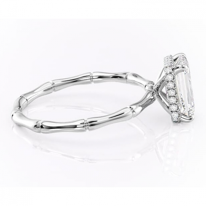 Inel de logodnă Poppy din aur Alb 14kt cu moissanite tăietură smarald – Solitar rafinată pentru profil înalt | Personalizează și configurează gratuit online [2]