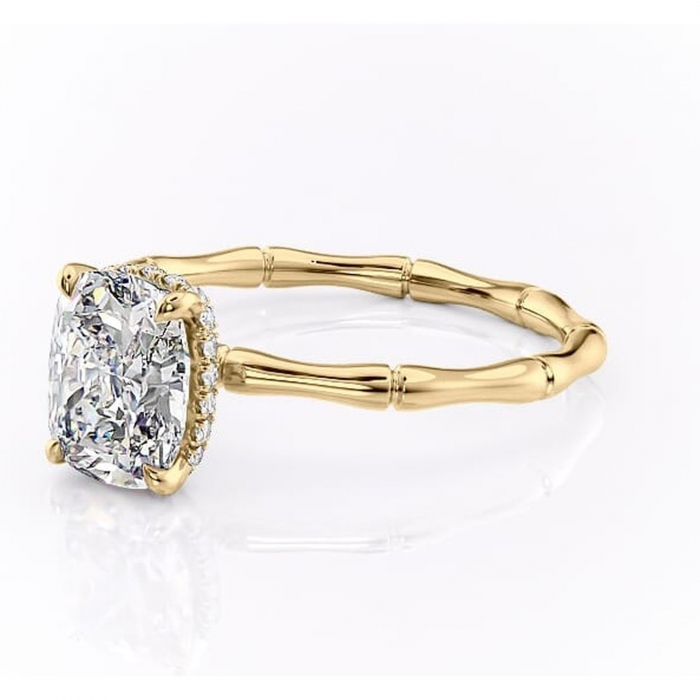 Inel de logodnă Poppy din aur Galben 14kt cu moissanite tăietură asscher – Solitar rafinată pentru profil înalt | Personalizează și configurează gratuit online [7]