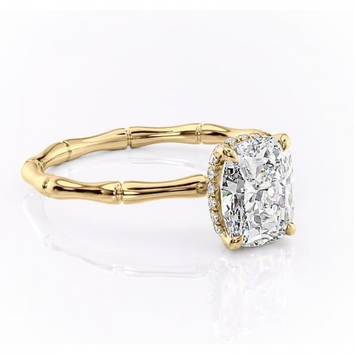 Inel de logodnă Poppy din aur Galben 14kt cu moissanite tăietură asscher – Solitar rafinată pentru profil înalt | Personalizează și configurează gratuit online [1]