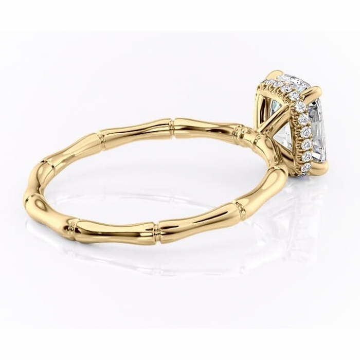 Inel de logodnă Poppy din aur Galben 14kt cu moissanite tăietură asscher – Solitar rafinată pentru profil înalt | Personalizează și configurează gratuit online [3]