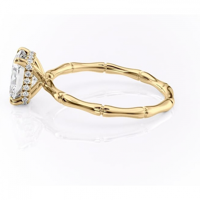 Inel de logodnă Poppy din aur Galben 14kt cu moissanite tăietură asscher – Solitar rafinată pentru profil înalt | Personalizează și configurează gratuit online [6]