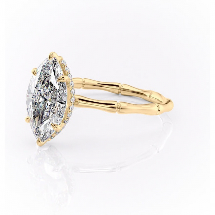 Inel de logodnă Poppy din aur Galben 14kt cu moissanite tăietură marquise – Solitar rafinată pentru profil înalt | Personalizează și configurează gratuit online [7]