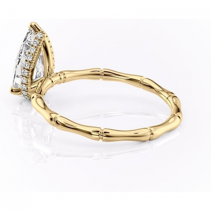 Inel de logodnă Poppy din aur Galben 14kt cu moissanite tăietură pară – Solitar rafinată pentru profil înalt | Personalizează și configurează gratuit online [5]