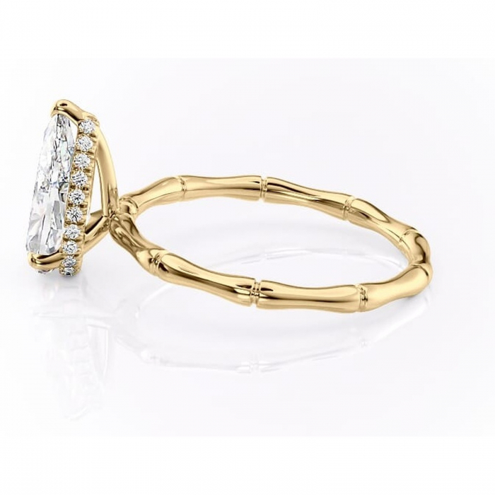 Inel de logodnă Poppy din aur Galben 14kt cu moissanite tăietură pară – Solitar rafinată pentru profil înalt | Personalizează și configurează gratuit online [6]