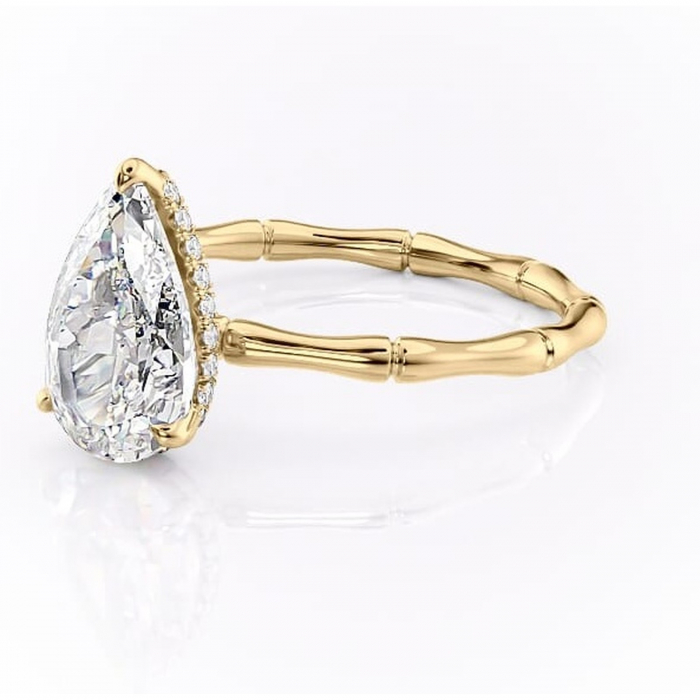 Inel de logodnă Poppy din aur Galben 14kt cu moissanite tăietură pară – Solitar rafinată pentru profil înalt | Personalizează și configurează gratuit online [7]