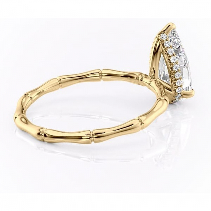Inel de logodnă Poppy din aur Galben 14kt cu moissanite tăietură pară – Solitar rafinată pentru profil înalt | Personalizează și configurează gratuit online [3]