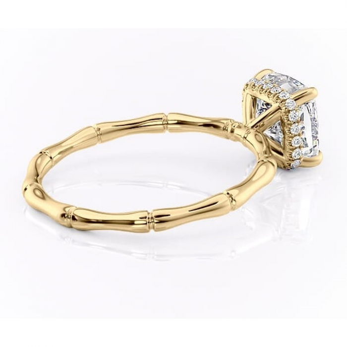 Inel de logodnă Poppy din aur Galben 14kt cu moissanite tăietură pernă – Solitar rafinată pentru profil înalt | Personalizează și configurează gratuit online [3]