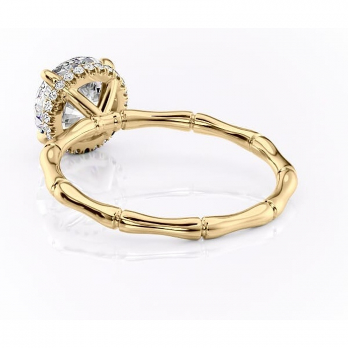 Inel de logodnă Poppy din aur Galben 14kt cu moissanite tăietură rotundă – Solitar rafinată pentru profil înalt | Personalizează și configurează gratuit online [4]