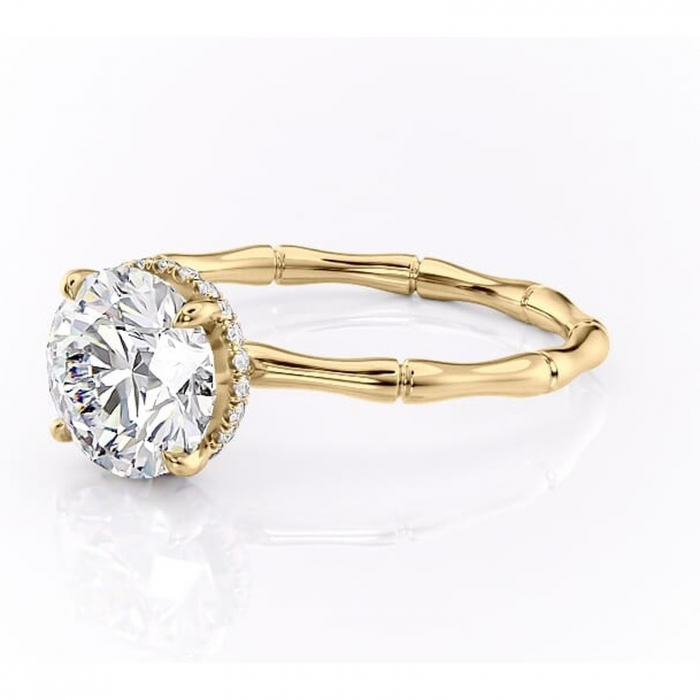 Inel de logodnă Poppy din aur Galben 14kt cu moissanite tăietură rotundă – Solitar rafinată pentru profil înalt | Personalizează și configurează gratuit online [7]