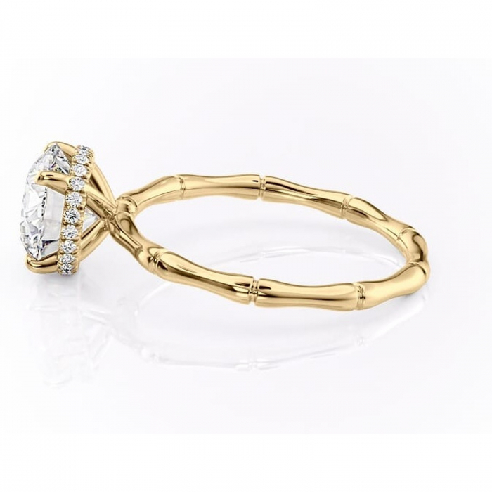 Inel de logodnă Poppy din aur Galben 14kt cu moissanite tăietură rotundă – Solitar rafinată pentru profil înalt | Personalizează și configurează gratuit online [6]