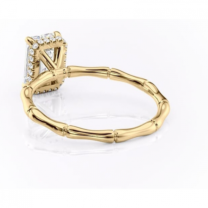 Inel de logodnă Poppy din aur Galben 14kt cu moissanite tăietură smarald – Solitar rafinată pentru profil înalt | Personalizează și configurează gratuit online [4]