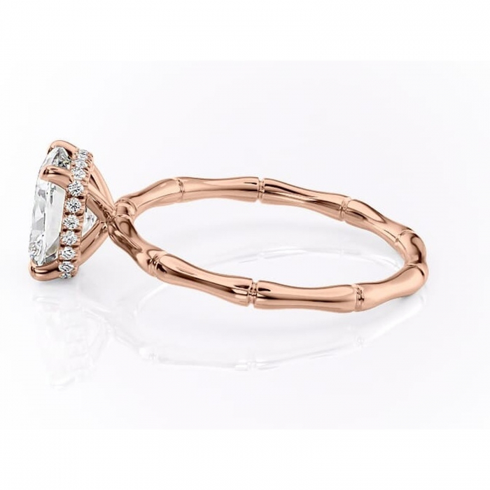 Inel de logodnă Poppy din aur Rose 14kt cu moissanite tăietură asscher – Solitar rafinată pentru profil înalt | Personalizează și configurează gratuit online [6]